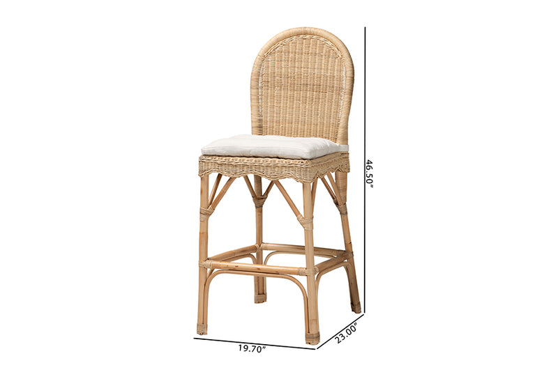 Valerie Bohemian Natural Rattan 2-Piece Bar Stool Set