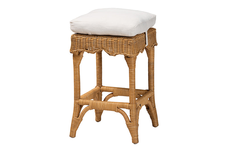 Alessia Bohemian Scallop Honey Rattan Counter Stool