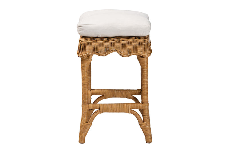 Alessia Bohemian Scallop Honey Rattan Counter Stool