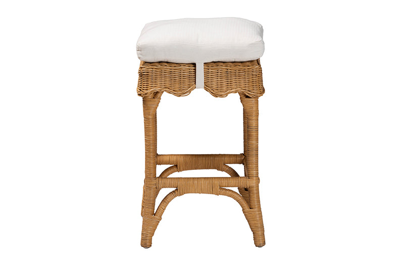 Alessia Bohemian Scallop Honey Rattan Counter Stool