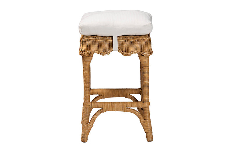 Alessia Bohemian Scallop Honey Rattan Counter Stool Baxton