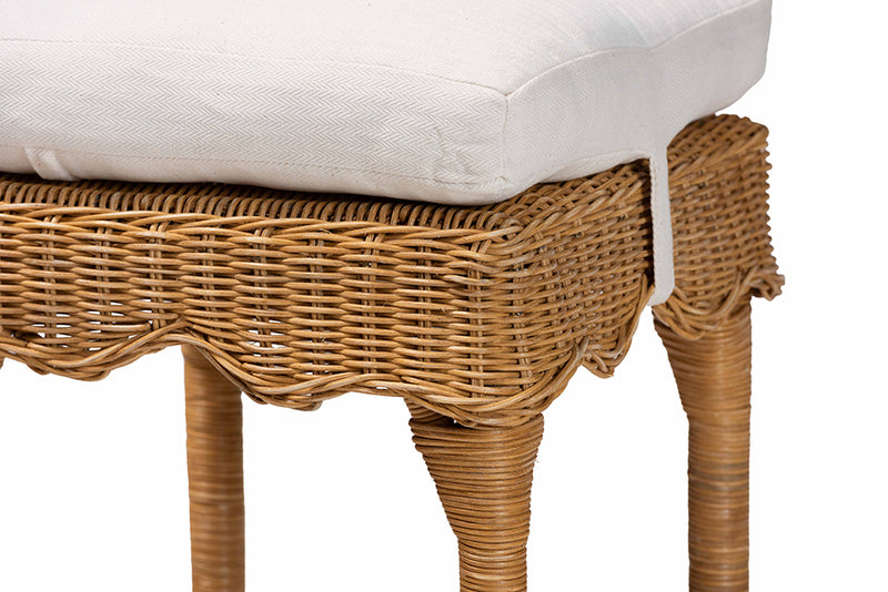 Alessia Bohemian Scallop Honey Rattan Counter Stool