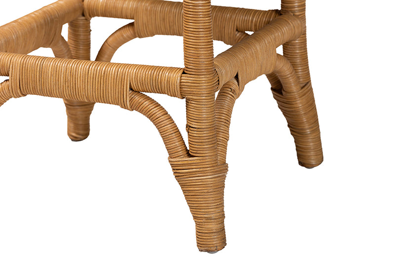 Alessia Bohemian Scallop Honey Rattan Counter Stool