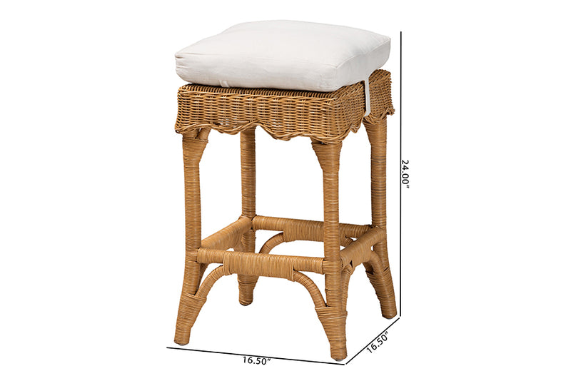 Alessia Bohemian Scallop Honey Rattan Counter Stool