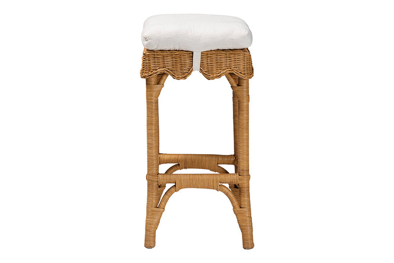 Alessia Bohemian Scallop Honey Rattan Bar Stool Baxton