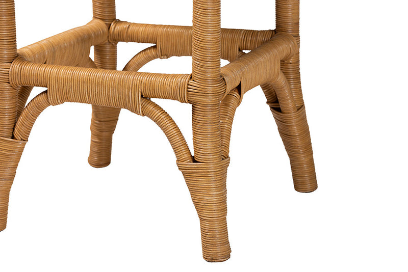 Alessia Bohemian Scallop Honey Rattan Bar Stool Baxton