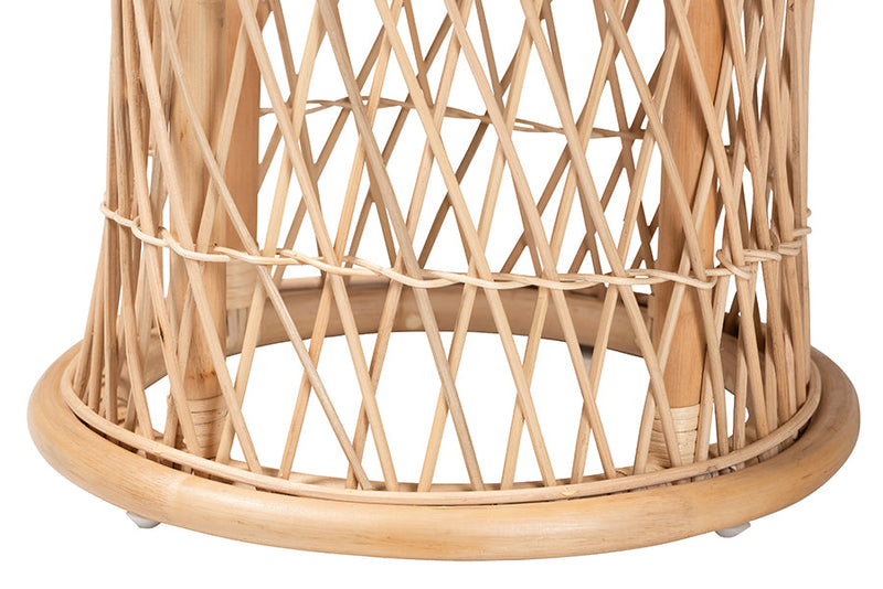 Harmony Bohemian Natural Rattan Ottoman Footstool Baxton