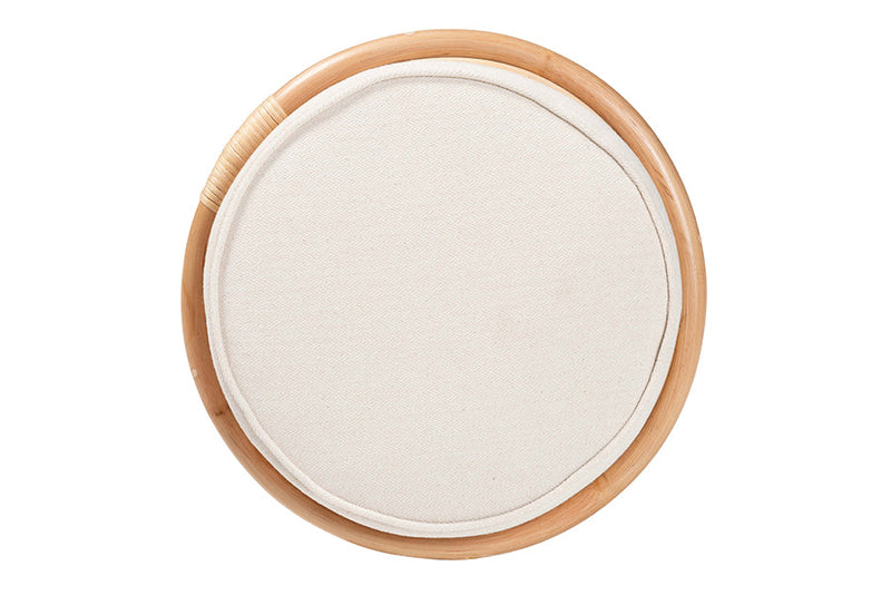 Harmony Bohemian Natural Rattan Ottoman Footstool Baxton