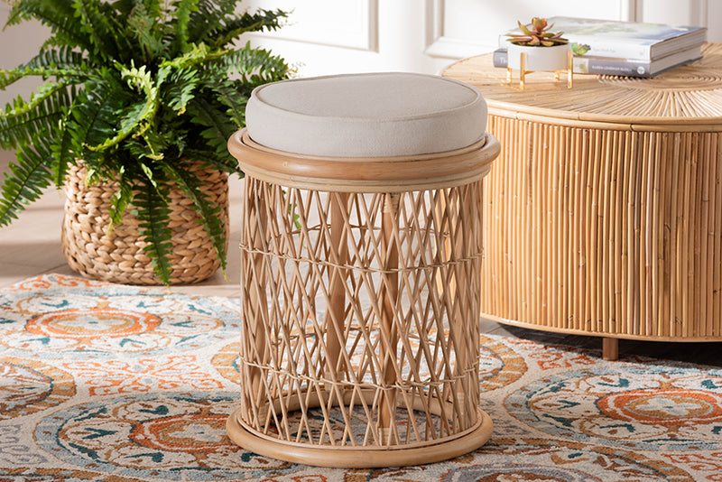 Harmony Bohemian Natural Rattan Ottoman Footstool