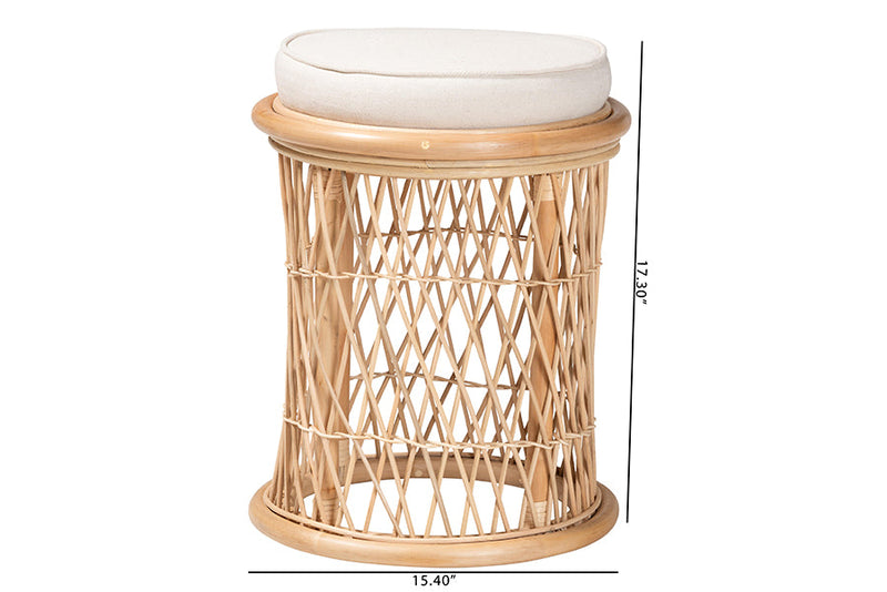 Harmony Bohemian Natural Rattan Ottoman Footstool Baxton