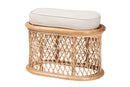 Aras Bohemian Natural Rattan Ottoman Footstool Baxton