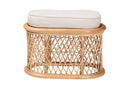Aras Bohemian Natural Rattan Ottoman Footstool Baxton