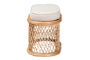 Aras Bohemian Natural Rattan Ottoman Footstool Baxton