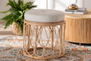 Collice Bohemian Natural Rattan Ottoman Footstool Baxton