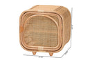 Cielo Bohemian Natural Rattan and Mahogany Wood Nightstand Baxton