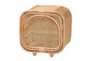 Cielo Bohemian Natural Rattan and Mahogany Wood Nightstand Baxton