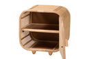 Cielo Bohemian Natural Rattan and Mahogany Wood Nightstand Baxton