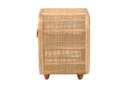 Cielo Bohemian Natural Rattan and Mahogany Wood Nightstand Baxton