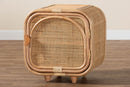 Cielo Bohemian Natural Rattan and Mahogany Wood Nightstand Baxton
