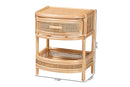Serafino Bohemian Natural Rattan 1-Drawer Nightstand Baxton