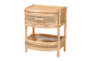 Serafino Bohemian Natural Rattan 1-Drawer Nightstand Baxton