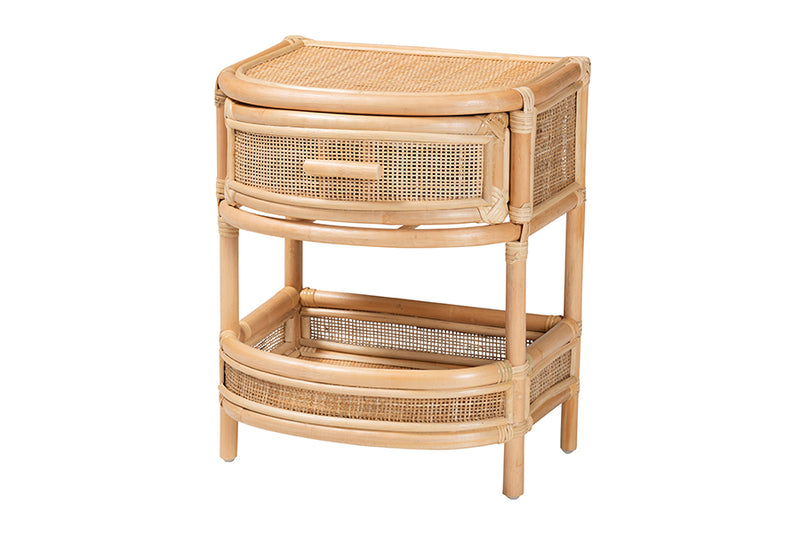 Serafino Bohemian Natural Rattan 1-Drawer Nightstand