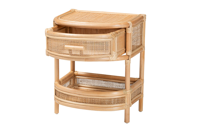 Serafino Bohemian Natural Rattan 1-Drawer Nightstand