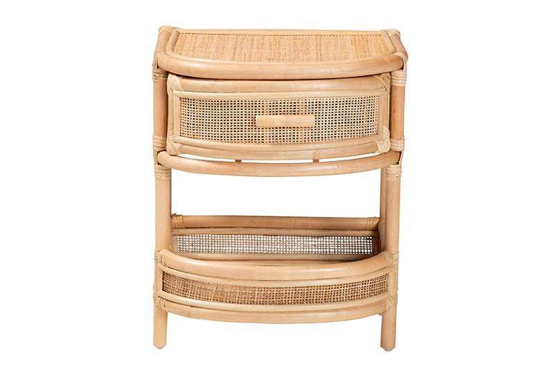 Serafino Bohemian Natural Rattan 1-Drawer Nightstand