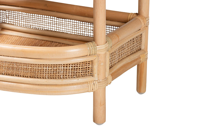 Serafino Bohemian Natural Rattan 1-Drawer Nightstand Baxton
