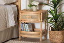 Serafino Bohemian Natural Rattan 1-Drawer Nightstand Baxton