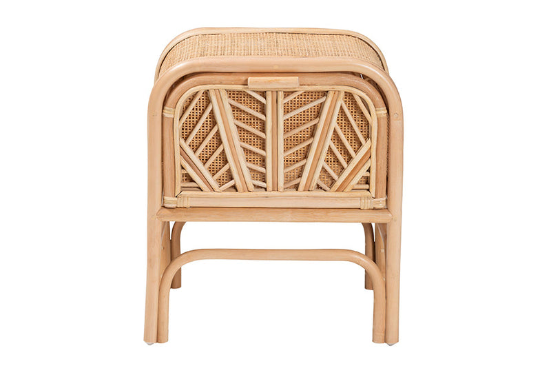 Marlette Bohemian Natural Rattan 1-Drawer Nightstand Baxton