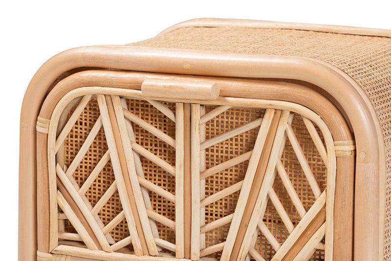 Marlette Bohemian Natural Rattan 1-Drawer Nightstand Baxton