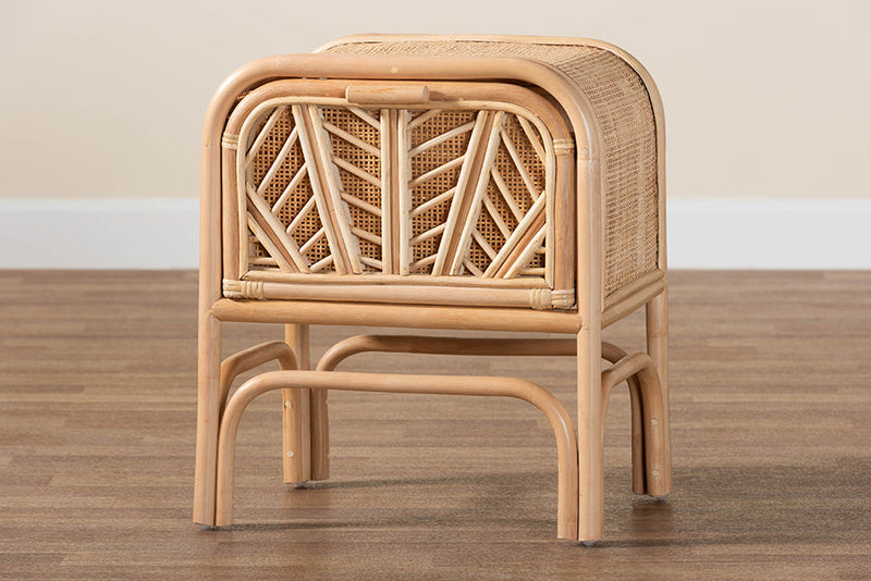 Marlette Bohemian Natural Rattan 1-Drawer Nightstand Baxton
