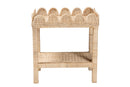 Madeline Bohemian Scallop Natural Rattan and Mahogany Side Table Baxton