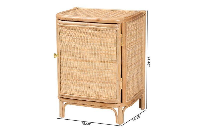 Liora Bohemian Natural Rattan Nightstand Baxton