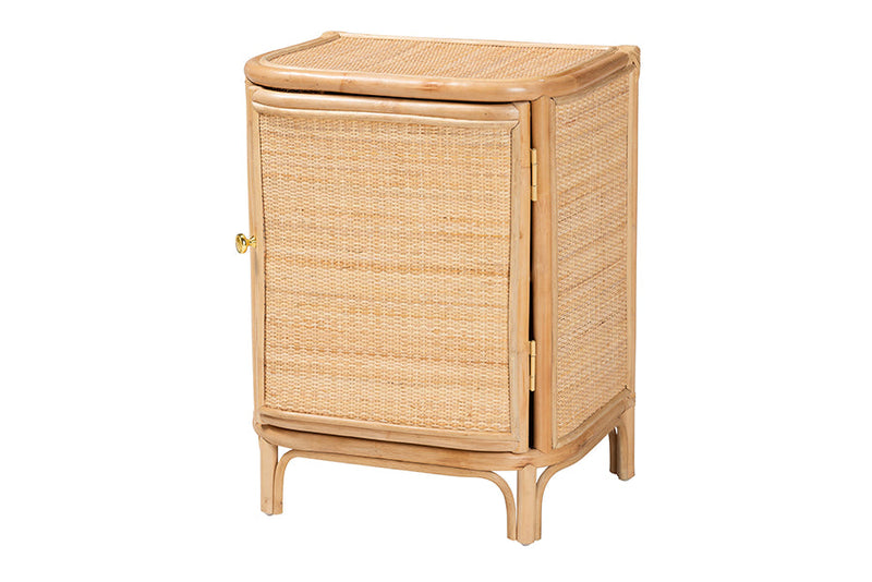 Liora Bohemian Natural Rattan Nightstand Baxton