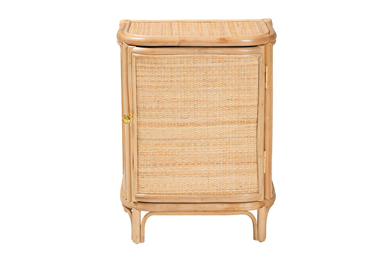 Liora Bohemian Natural Rattan Nightstand Baxton