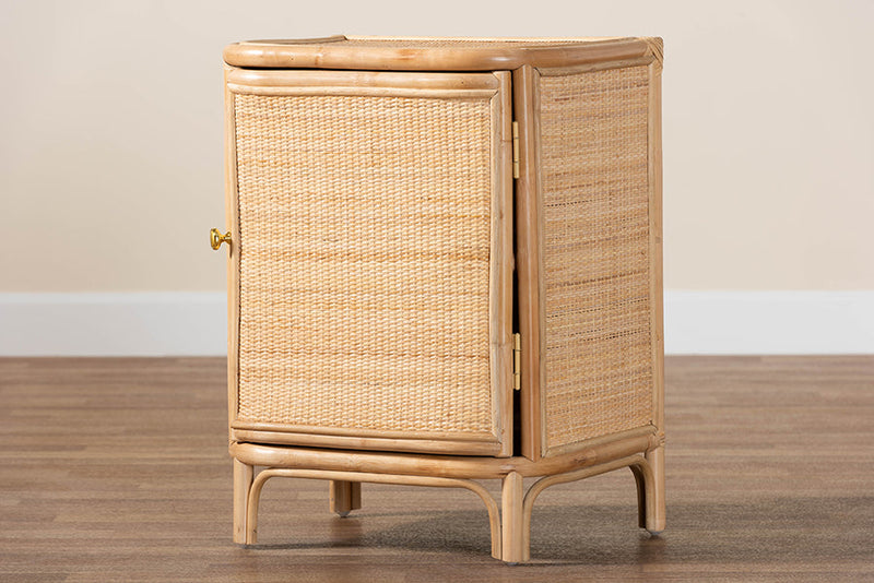 Liora Bohemian Natural Rattan Nightstand Baxton