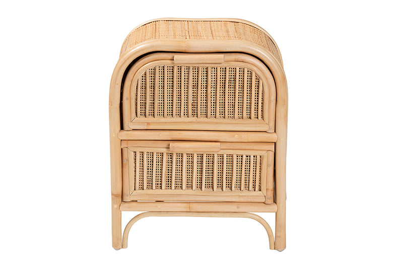 Teresa Bohemian Natural Rattan 2-Drawer Nightstand