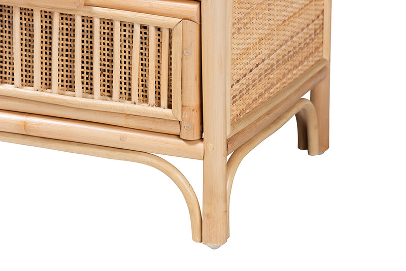 Teresa Bohemian Natural Rattan 2-Drawer Nightstand