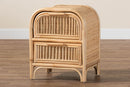 Teresa Bohemian Natural Rattan 2-Drawer Nightstand Baxton