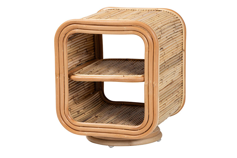 Westlyn Bohemian Natural Rattan Nightstand Baxton