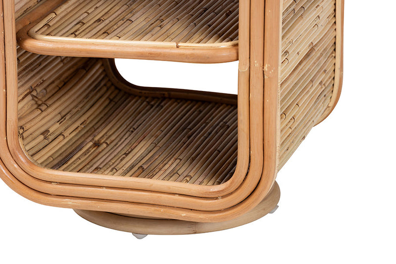 Westlyn Bohemian Natural Rattan Nightstand Baxton