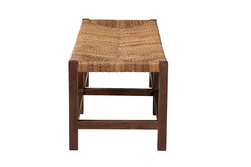 Ardelle Bohemian Natural Seagrass and Wood Accent Bench