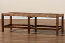 Ardelle Bohemian Natural Seagrass and Wood Accent Bench Baxton