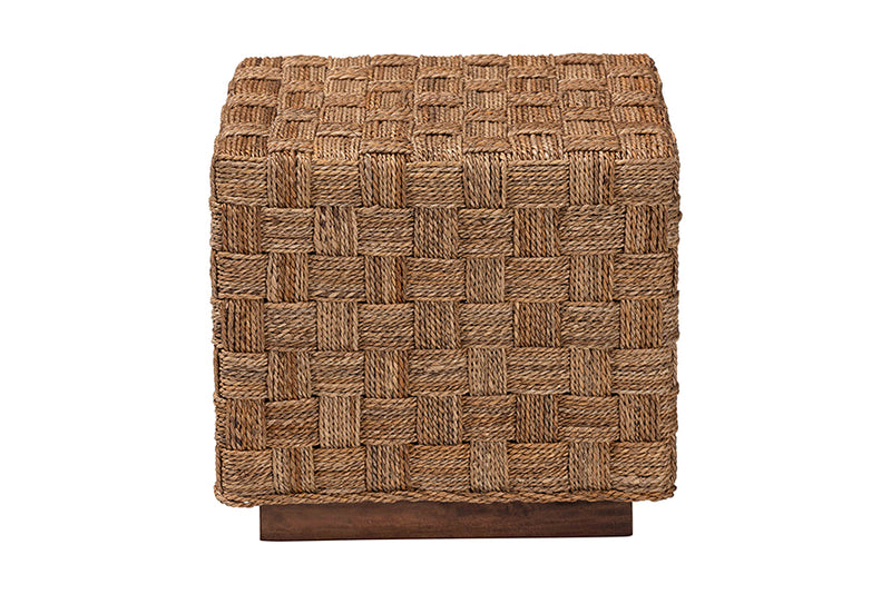 Obert Bohemian Natural Seagrass End Table