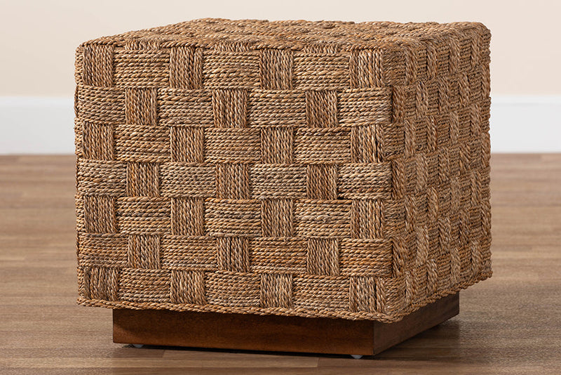 Obert Bohemian Natural Seagrass End Table Baxton