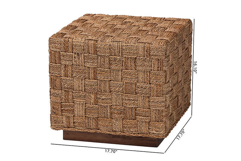 Obert Bohemian Natural Seagrass End Table Baxton