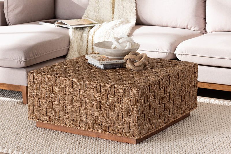 Obert Bohemian Natural Seagrass Coffee Table Baxton