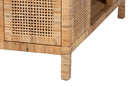 Giolla Bohemian Light Honey Rattan and Mahogany Wood Square Coffee Table Baxton